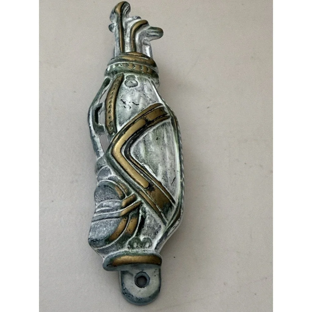 Vintage  Cast Iron Golf Bag w/ Clubs Door Knocker rusty‎ color patina